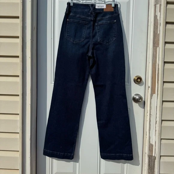 Judy Blue High Rise Wide-Leg Dark Blue Denim Jeans Size 7/28 - Picture 2 of 11
